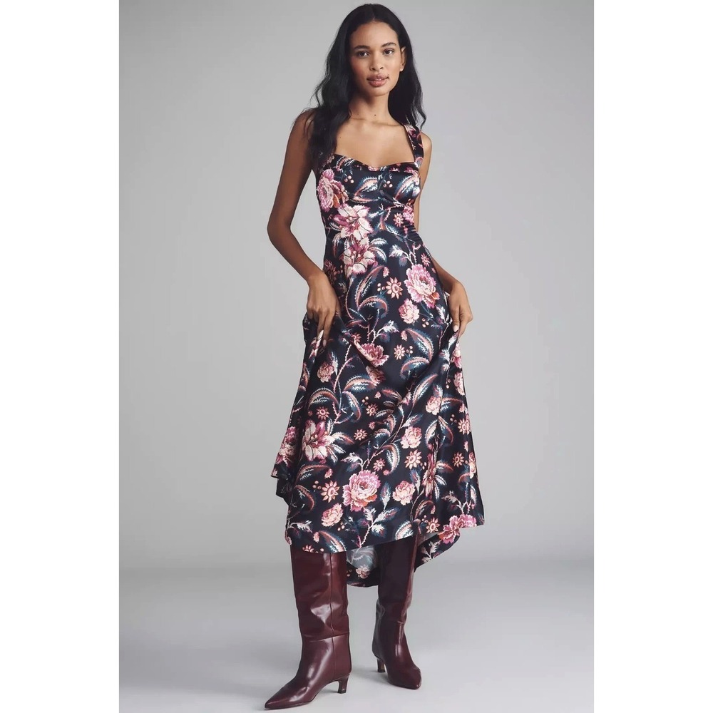 Maeve Anthropologie Jocelyn Sleeveless Slip Midi Dress Floral Med NWT Romantic